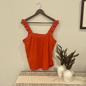 Red flowy tank top